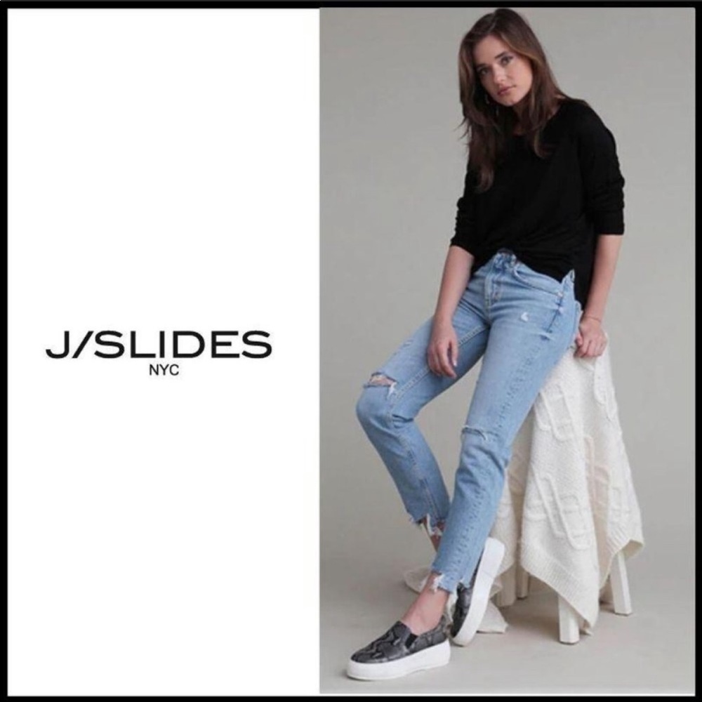 J/Slides Cleo Snake Slip On Platform Sneaker 8.5 - image 1